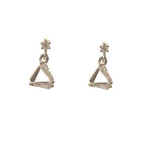 Sterling Silver Baguette Triangle Earrings